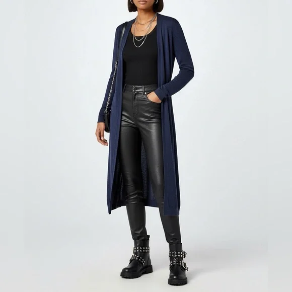 ZADIG & VOLTAIRE Rona Cp Cardigan Blue Cashmere Shawl Collar Tie Waist Long, S - Picture 1 of 14